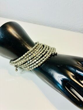 Source Unknown Silver-Tone Beaded Multi-Strand Wrap Bracelet